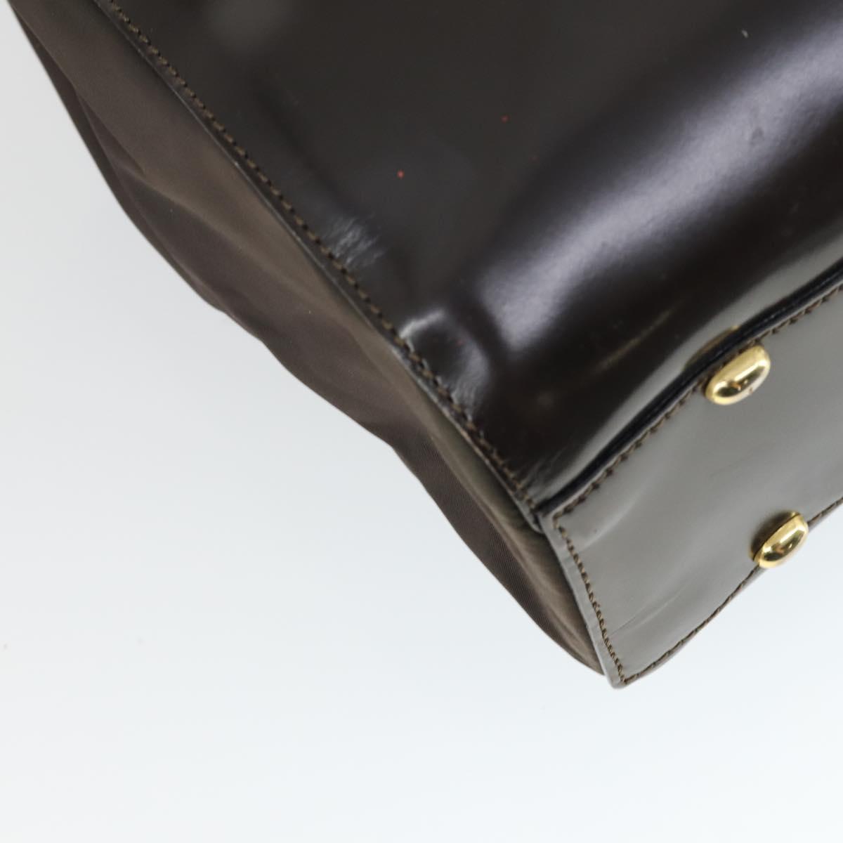 CELINE Tote Bag Patent leather Brown Gold Auth bs32500