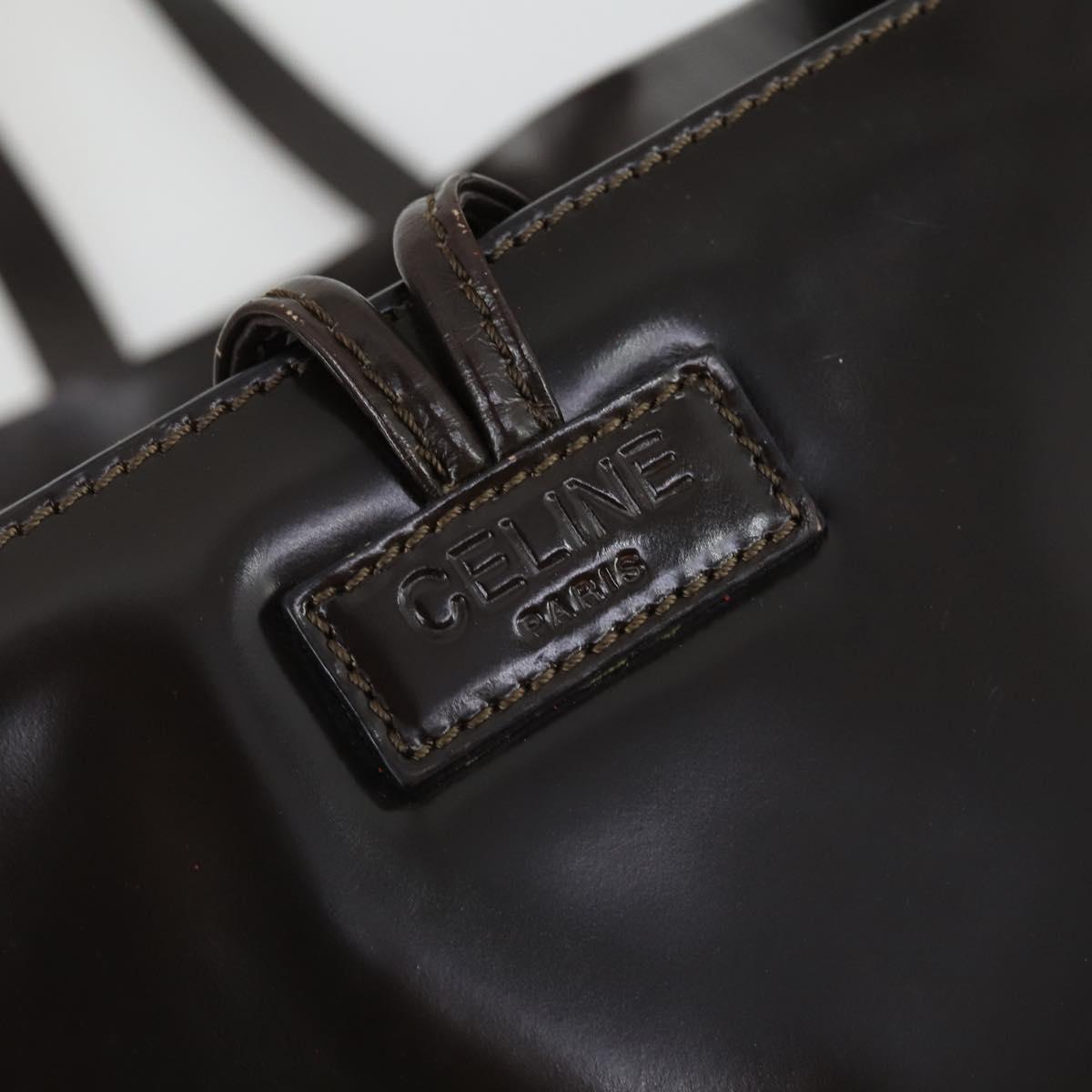 CELINE Tote Bag Patent leather Brown Gold Auth bs32500