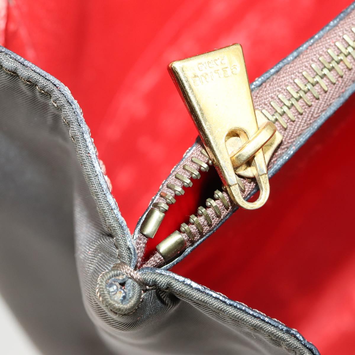 CELINE Tote Bag Patent leather Brown Gold Auth bs32500
