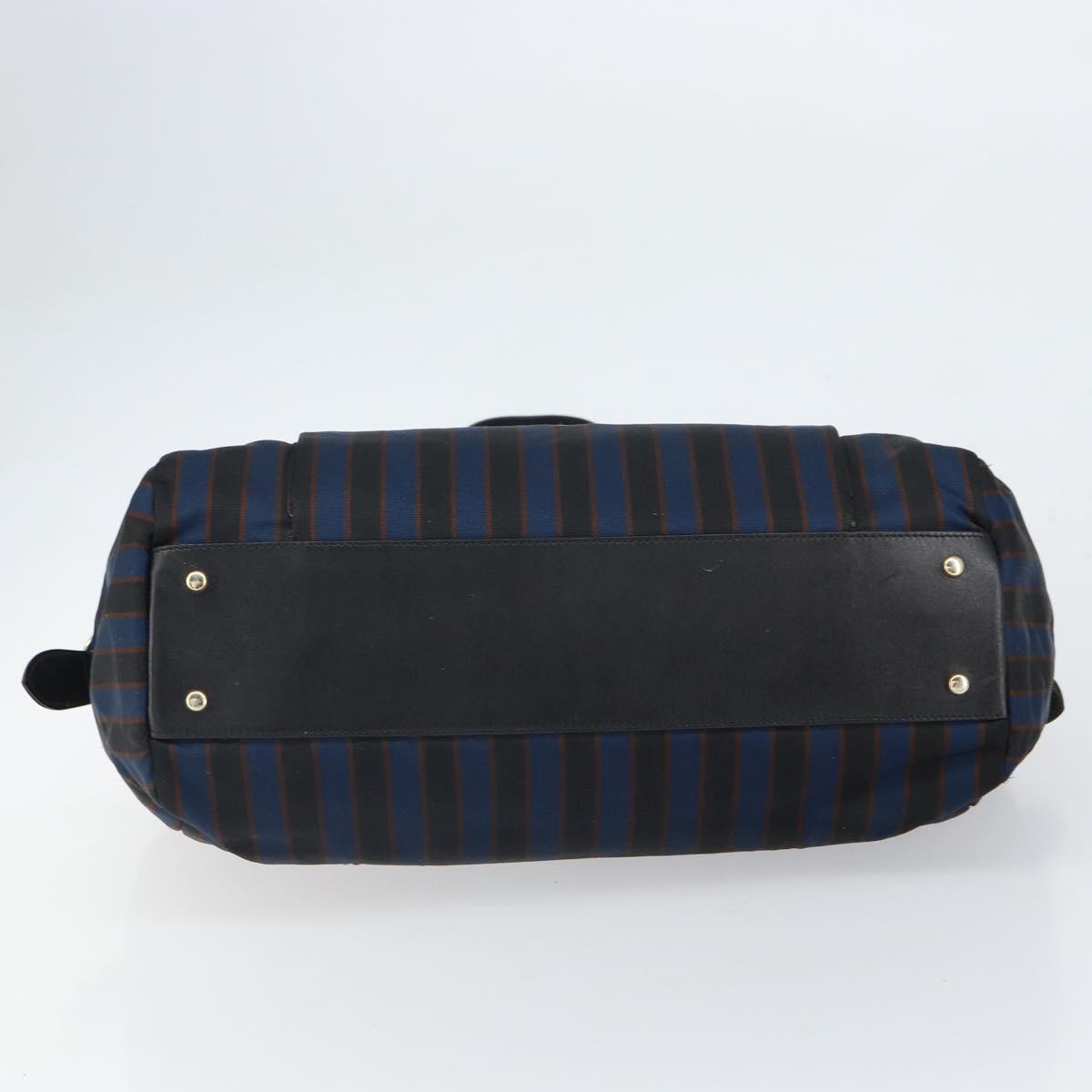 CELINE Tote Bag Canvas Blue Gold Auth bs32501