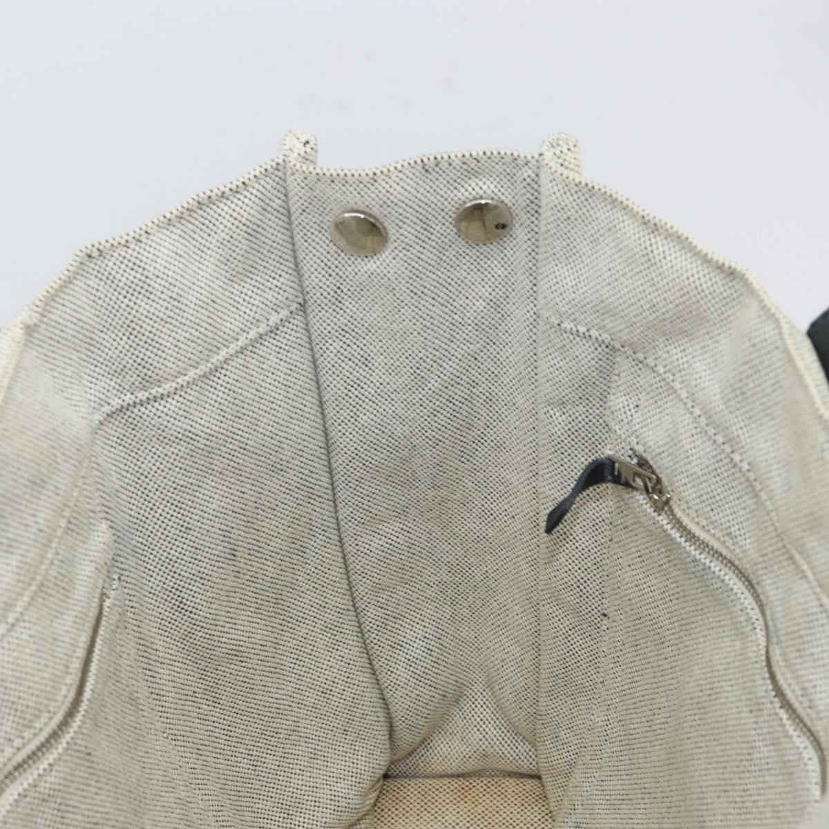 HERMES Sac Arne MM Hand Bag Canvas Gray Silver Auth bs32502