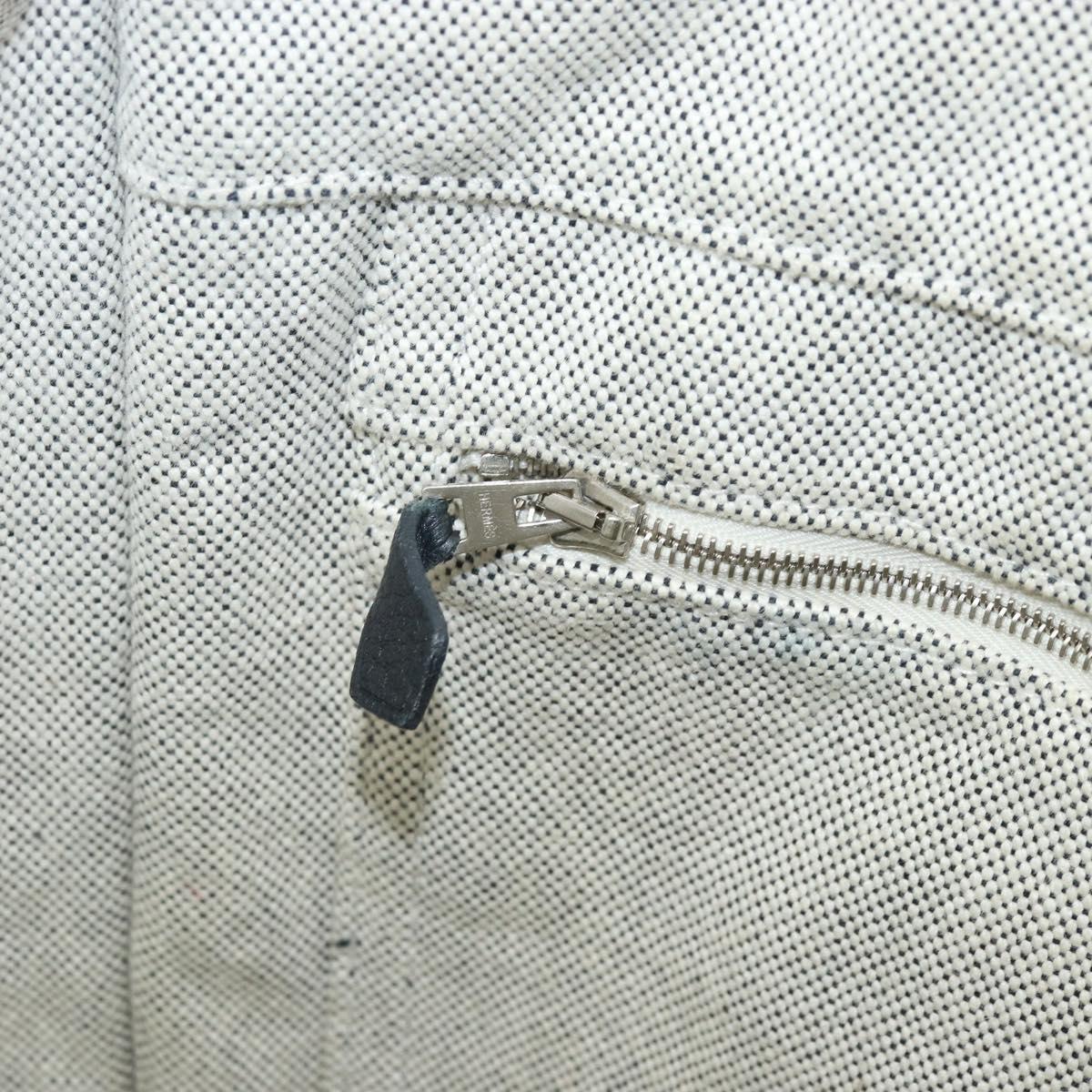 HERMES Sac Arne MM Hand Bag Canvas Gray Silver Auth bs32502