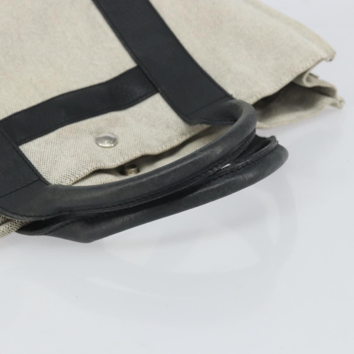 HERMES Sac Arne MM Hand Bag Canvas Gray Silver Auth bs32502