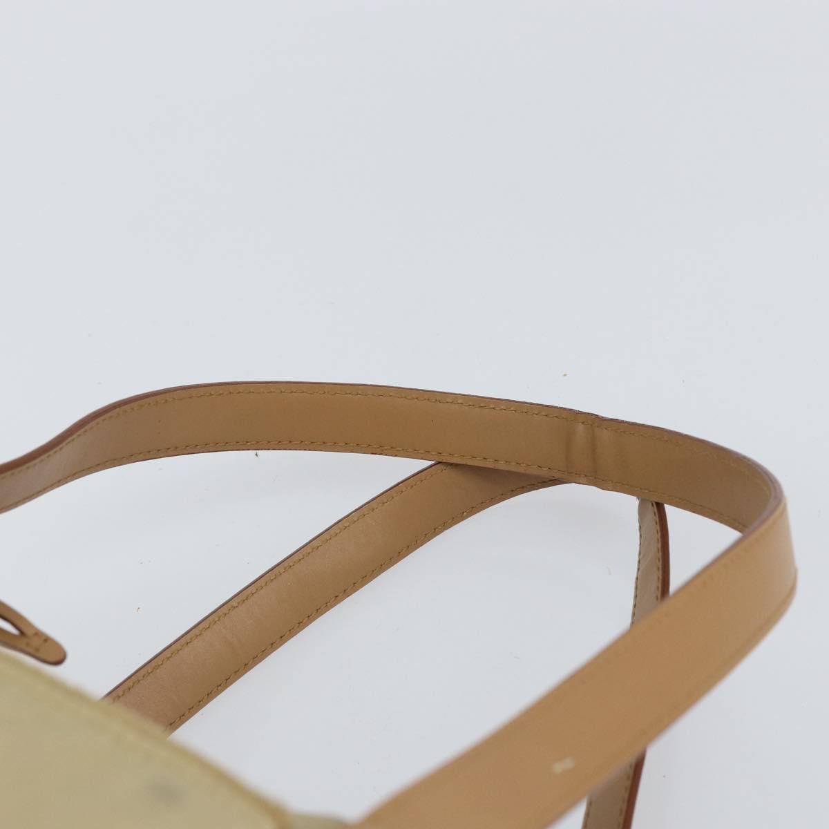 PRADA Tote Bag Nylon Beige Silver Auth bs32506