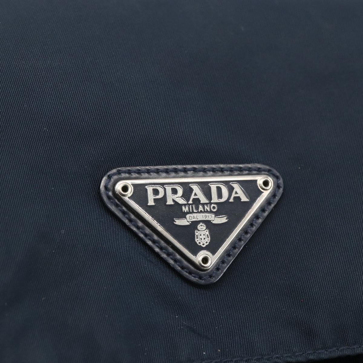 PRADA Shoulder Bag Nylon Navy Silver Auth bs32507