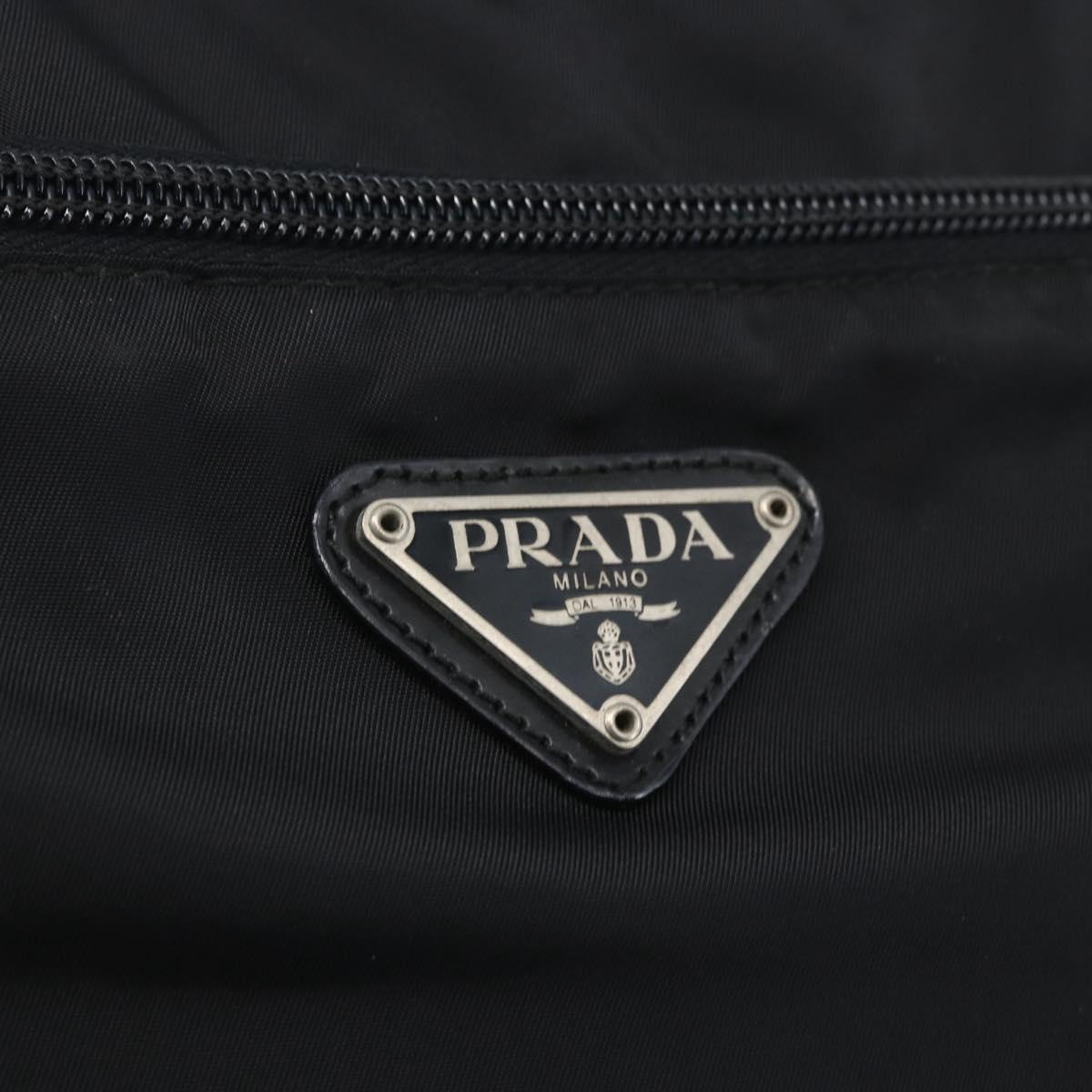 PRADA Tote Bag Nylon Black Silver Auth bs32508