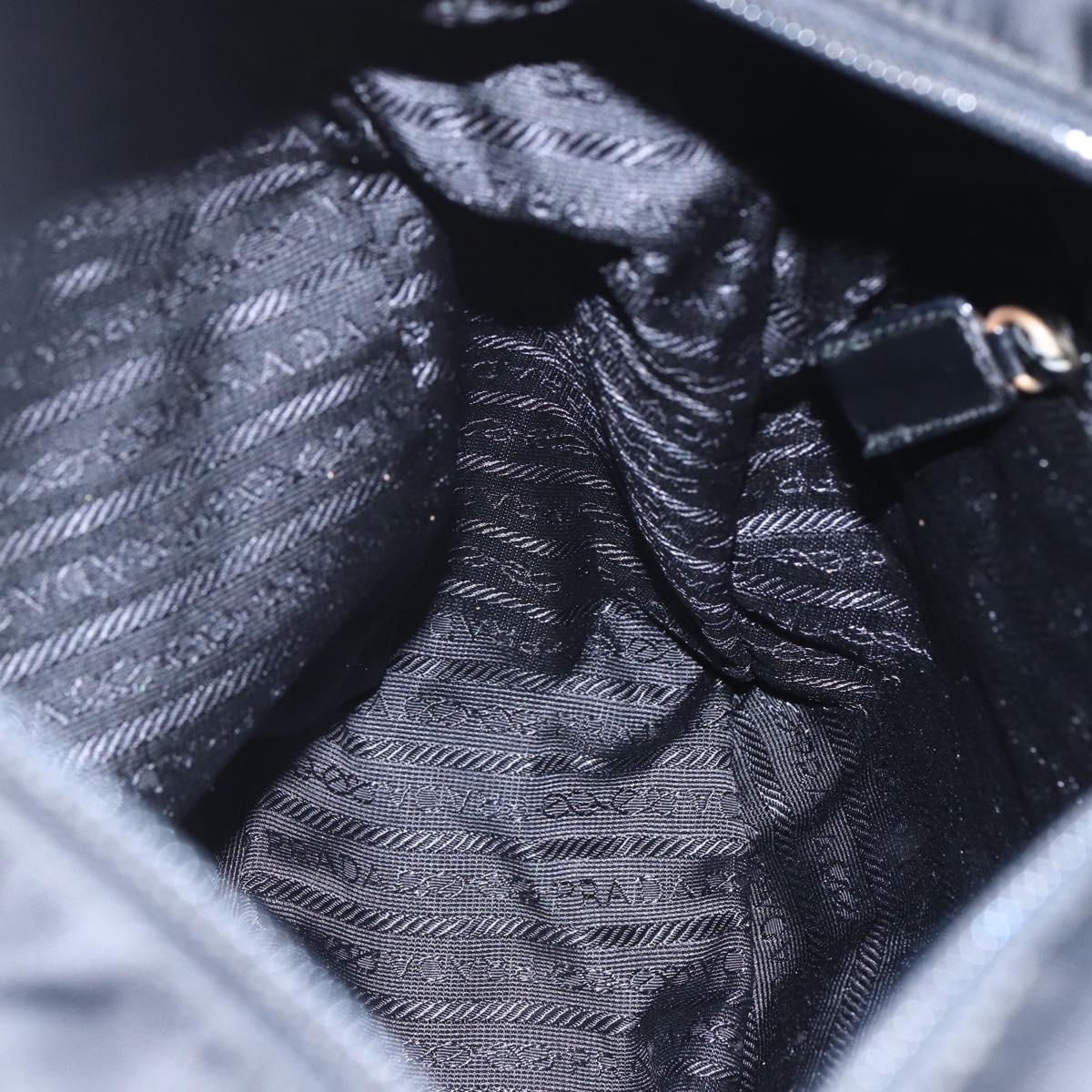 PRADA Tote Bag Nylon Black Silver Auth bs32508