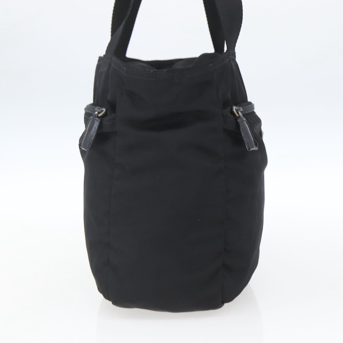 PRADA Tote Bag Nylon Black Silver Auth bs32508