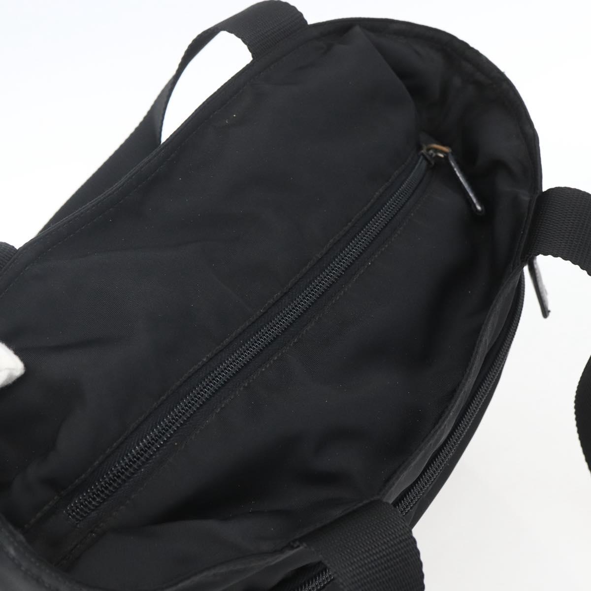 PRADA Tote Bag Nylon Black Silver Auth bs32508
