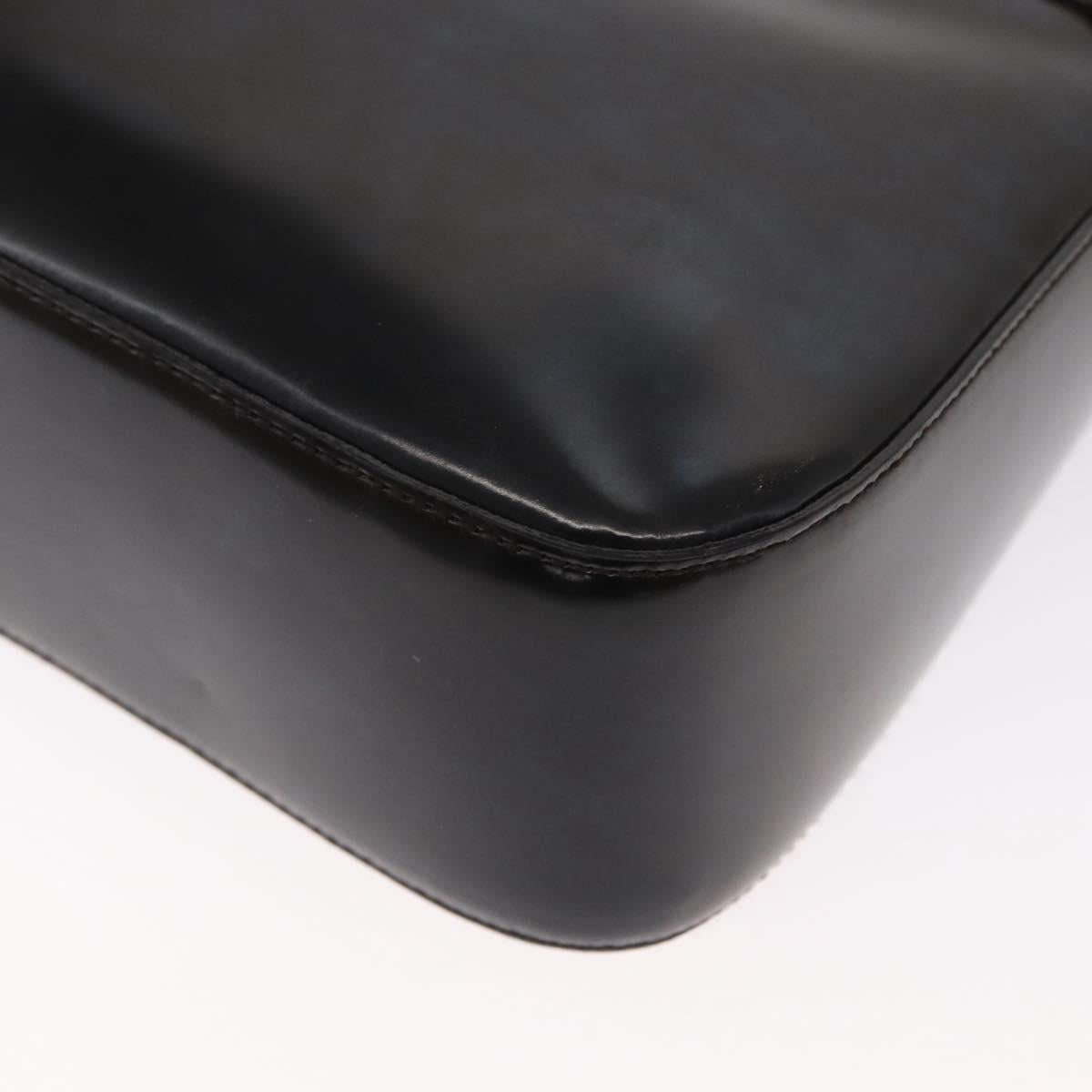 PRADA Shoulder Bag Patent leather Brown Silver Auth bs32509