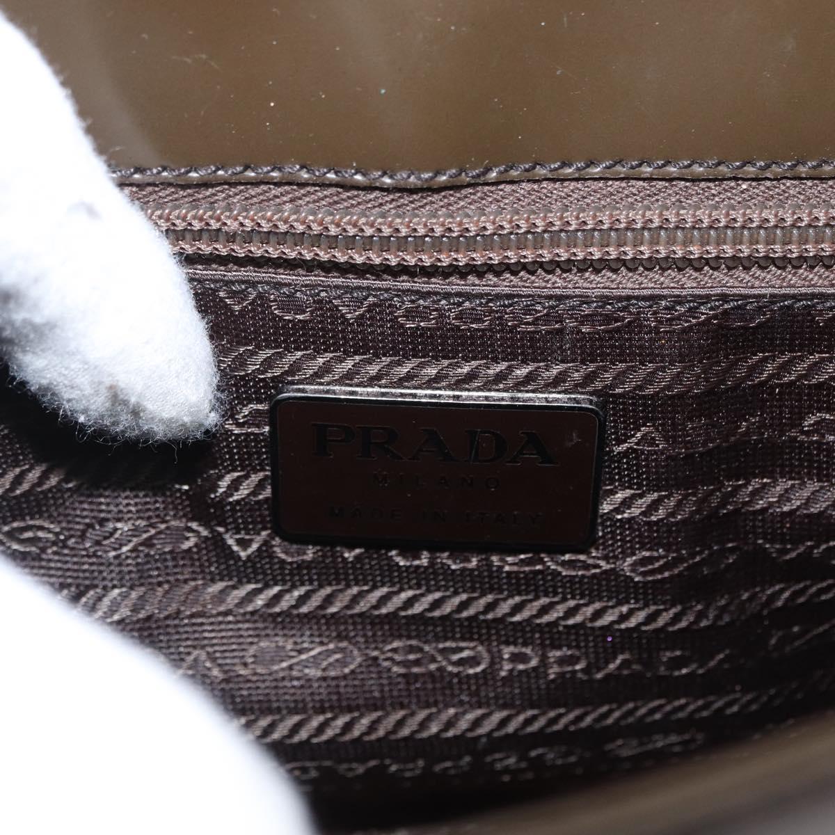 PRADA Shoulder Bag Patent leather Brown Silver Auth bs32509