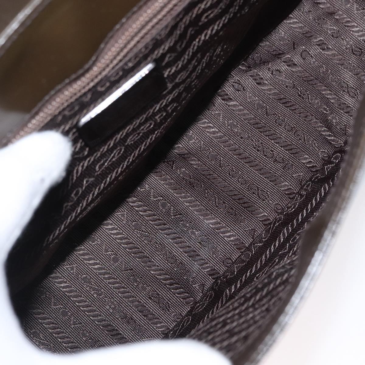 PRADA Shoulder Bag Patent leather Brown Silver Auth bs32509