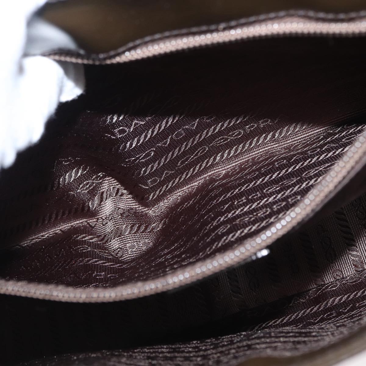 PRADA Shoulder Bag Patent leather Brown Silver Auth bs32509
