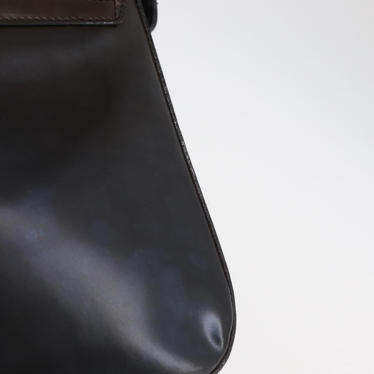 PRADA Shoulder Bag Patent leather Brown Silver Auth bs32509