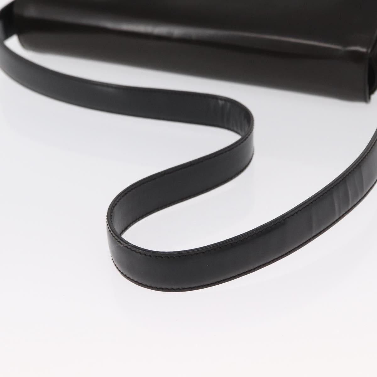 PRADA Shoulder Bag Patent leather Brown Silver Auth bs32509