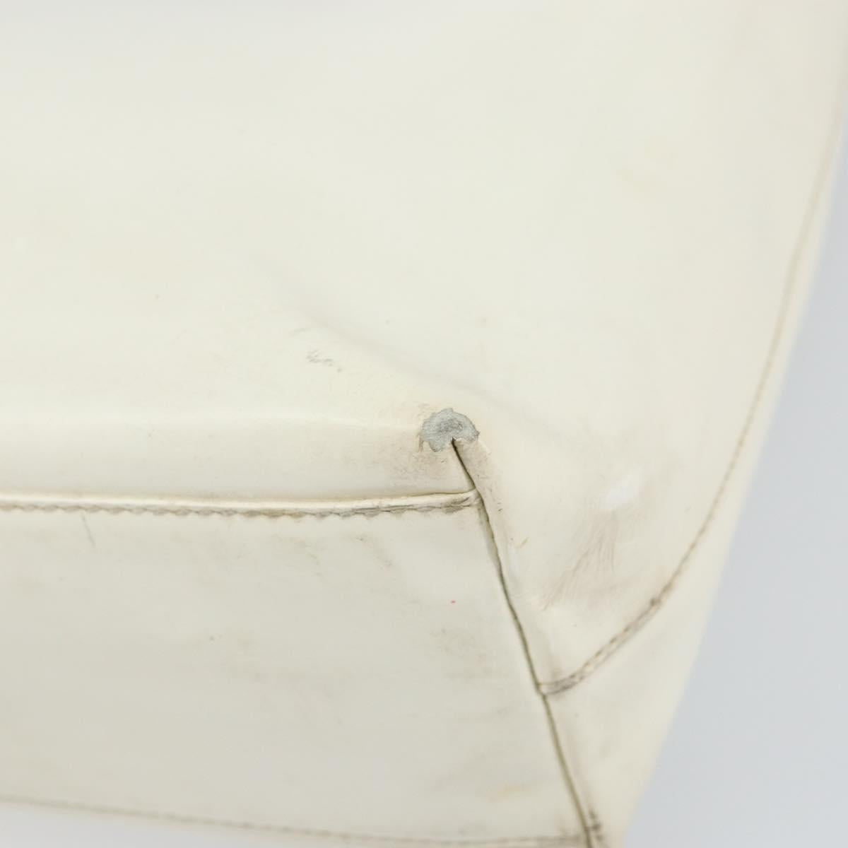 PRADA Hand Bag Patent leather White Clear Auth bs32510