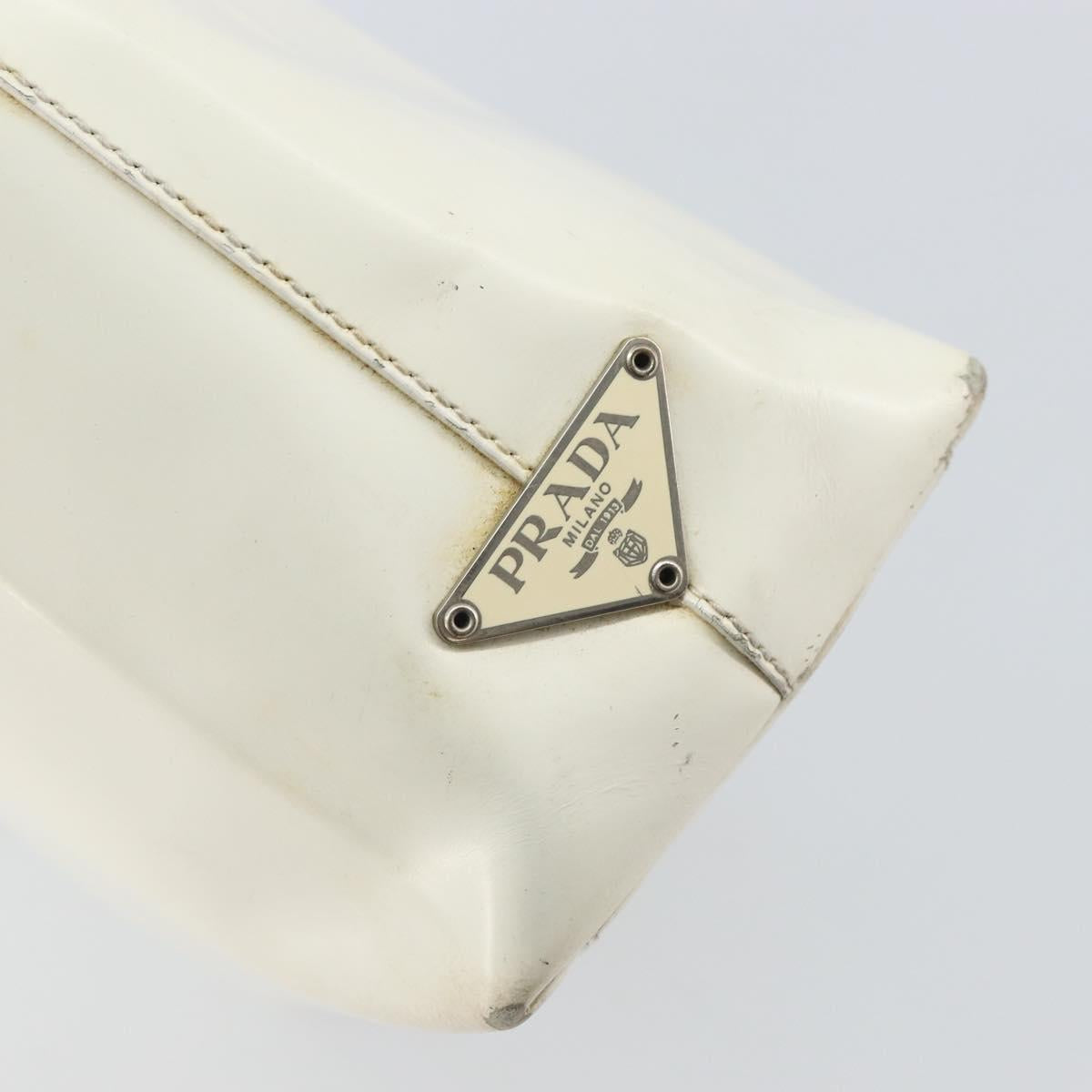 PRADA Hand Bag Patent leather White Clear Auth bs32510