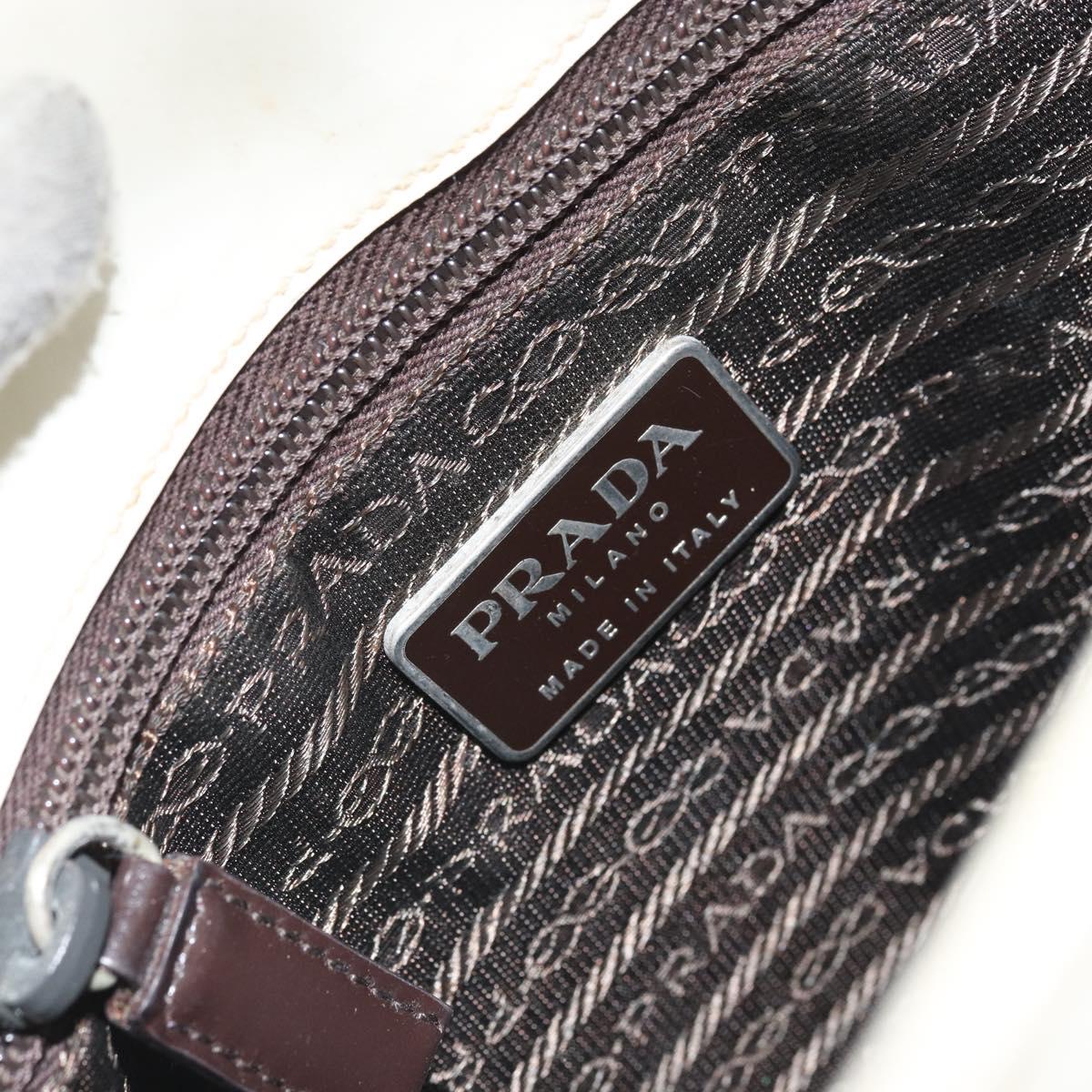 PRADA Hand Bag Patent leather White Clear Auth bs32510