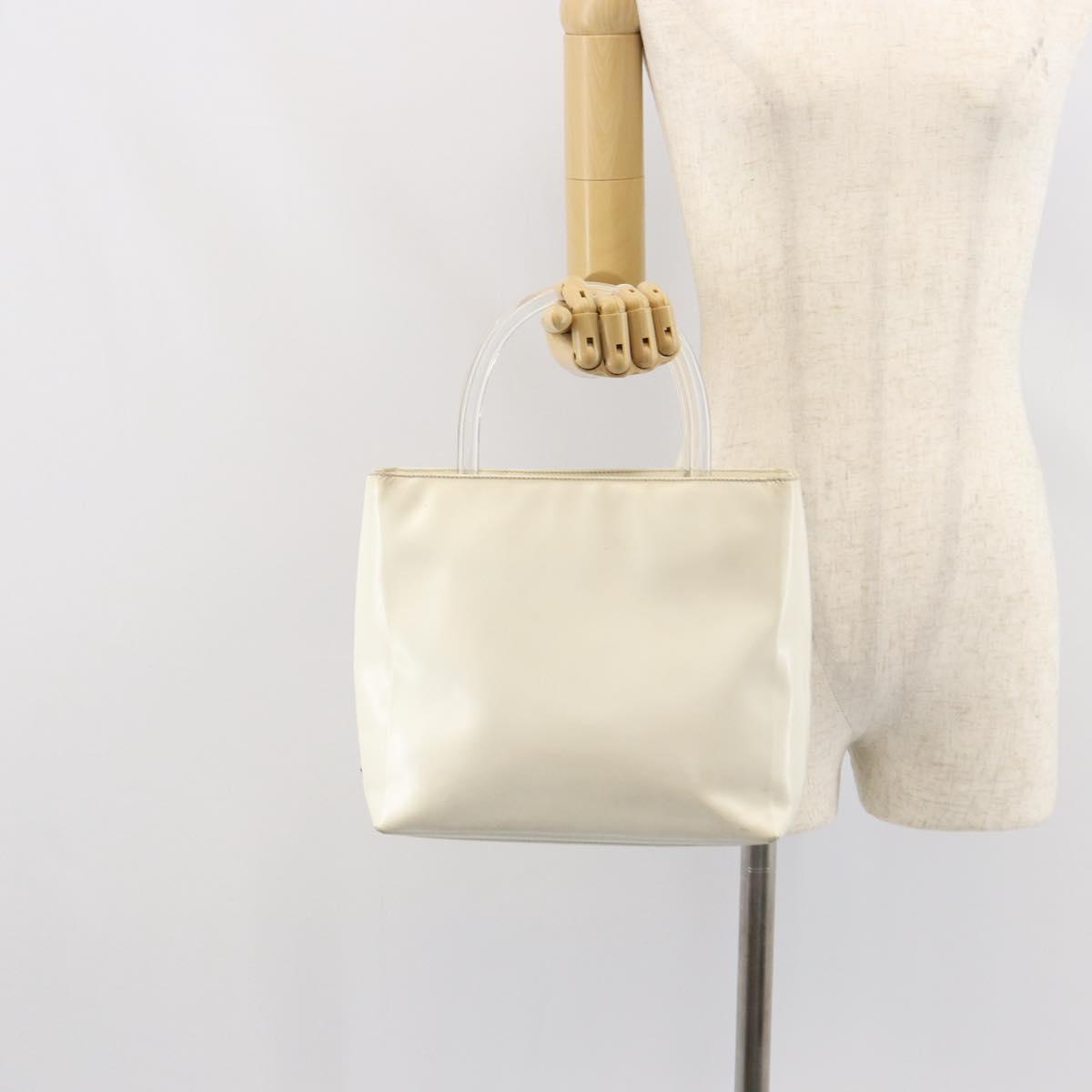 PRADA Hand Bag Patent leather White Clear Auth bs32510