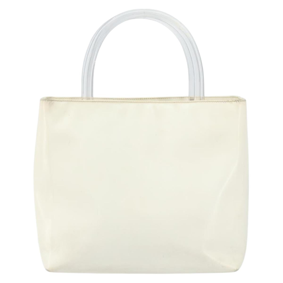 PRADA Hand Bag Patent leather White Clear Auth bs32510