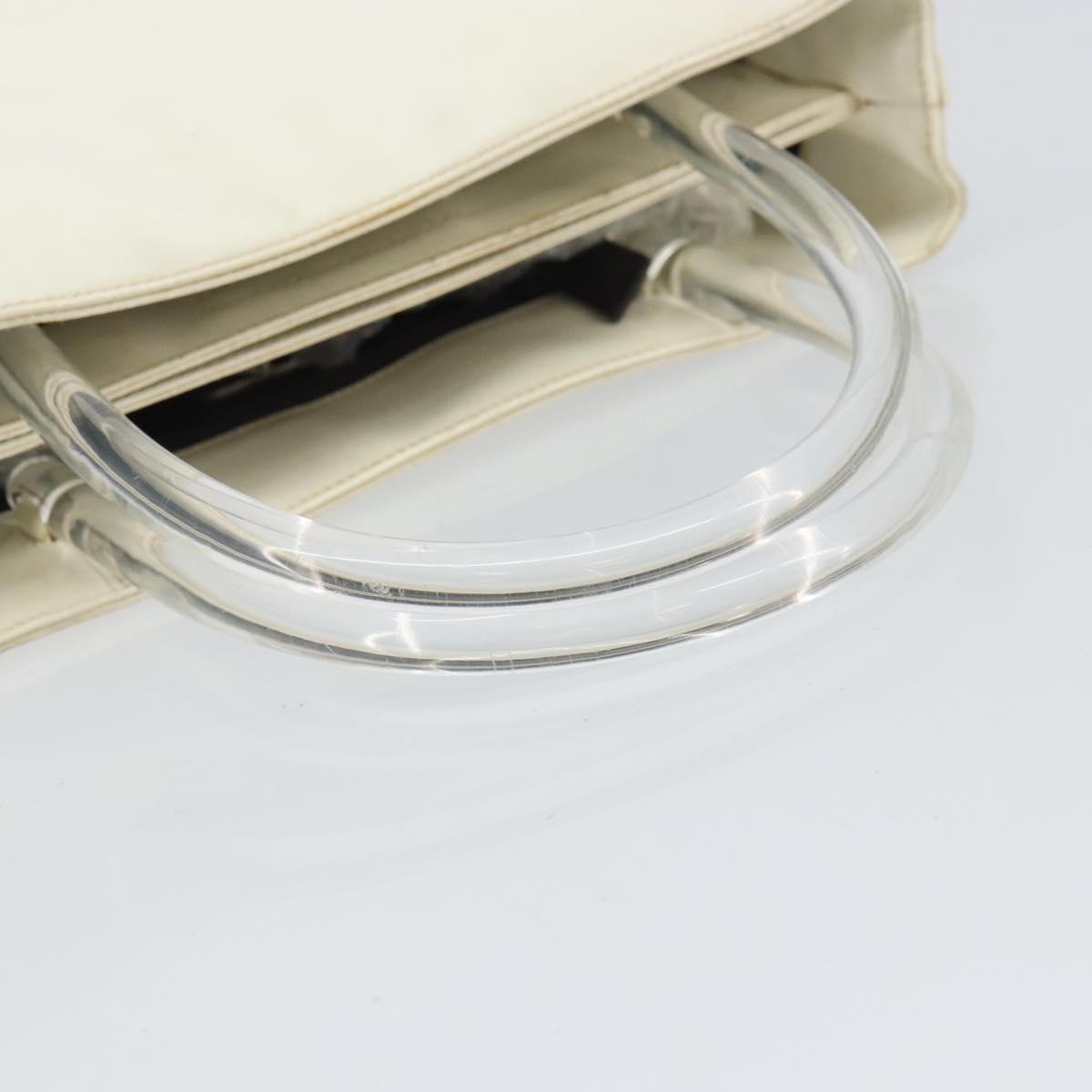 PRADA Hand Bag Patent leather White Clear Auth bs32510