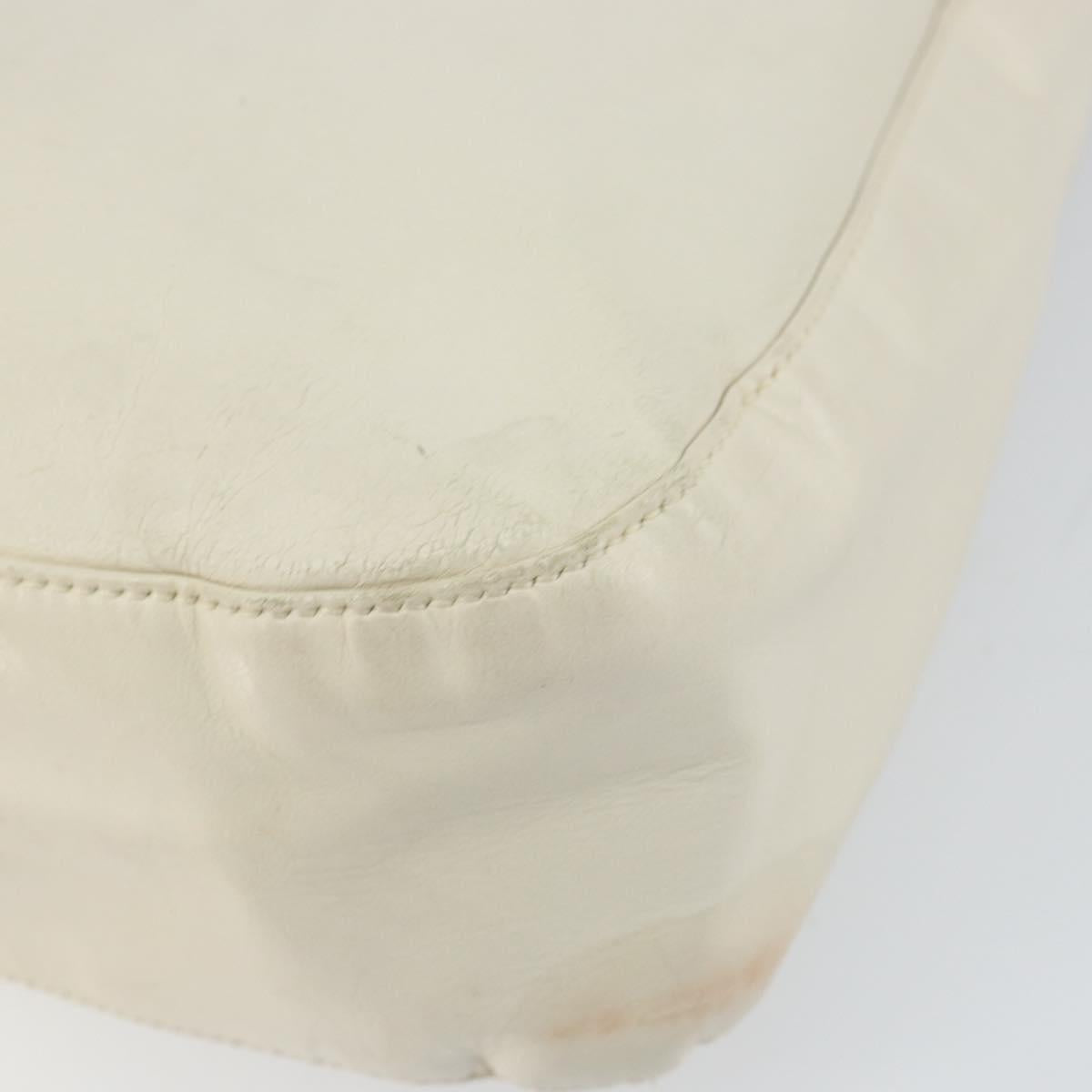 PRADA Chain Shoulder Bag Leather White Silver Auth bs32511