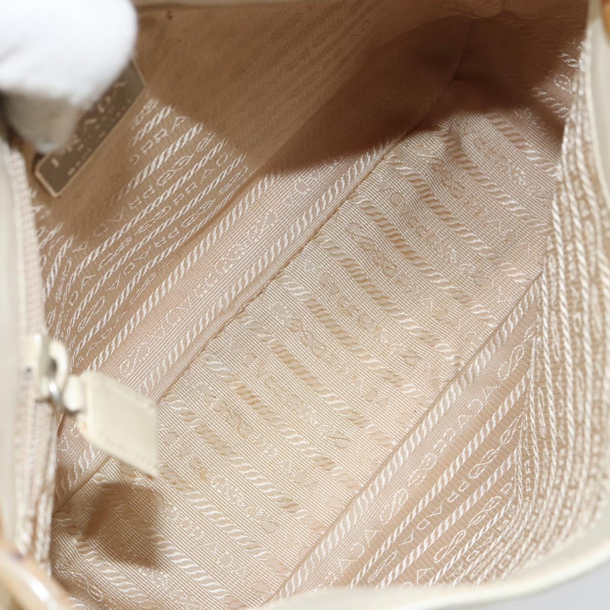 PRADA Chain Shoulder Bag Leather White Silver Auth bs32511