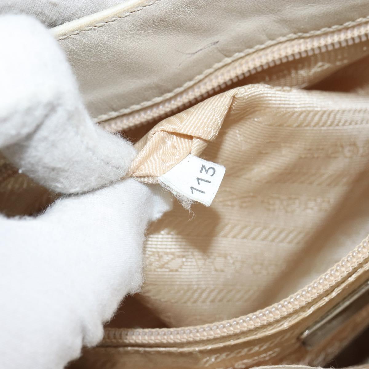 PRADA Chain Shoulder Bag Leather White Silver Auth bs32511