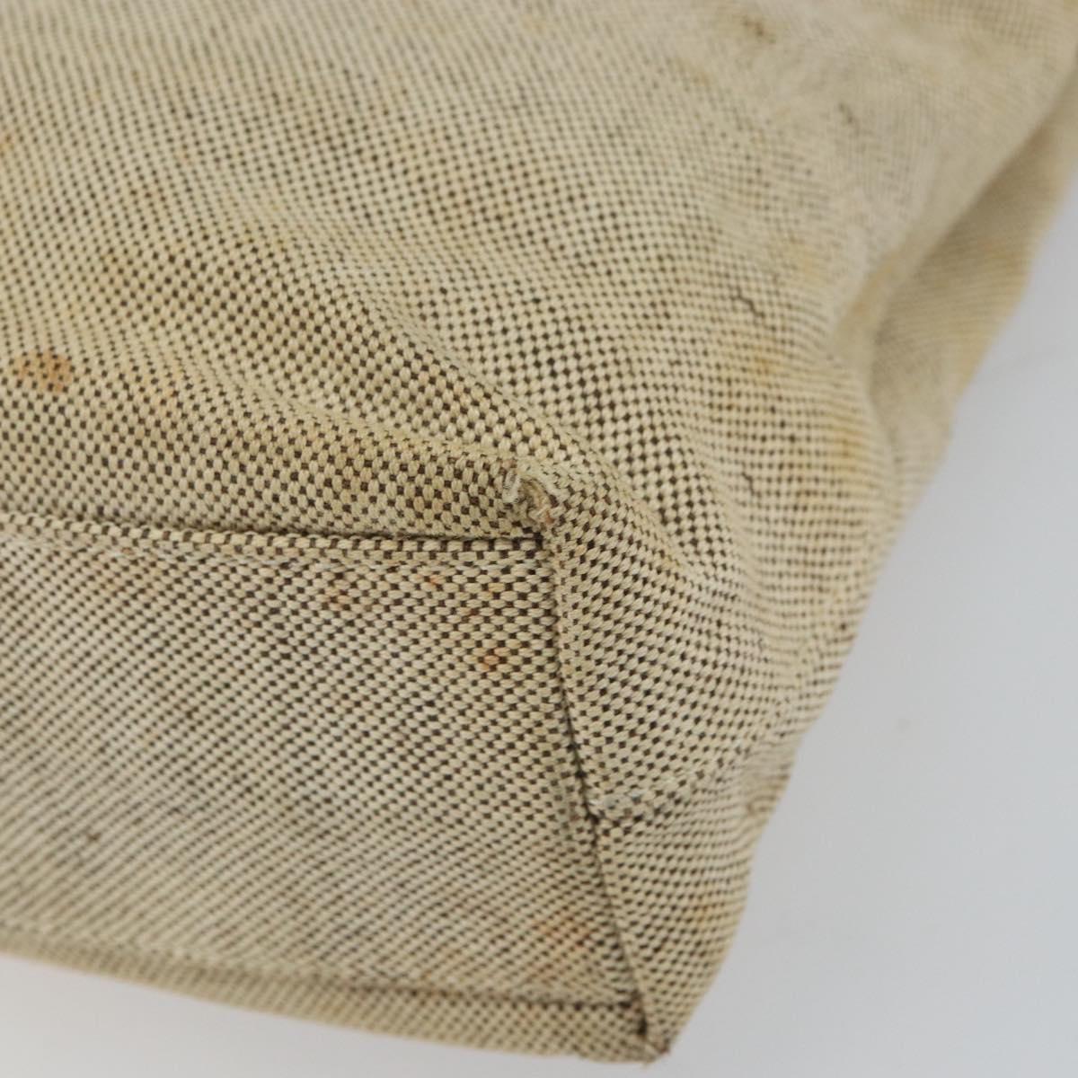 PRADA Hand Bag Canvas Beige Silver Auth bs32512