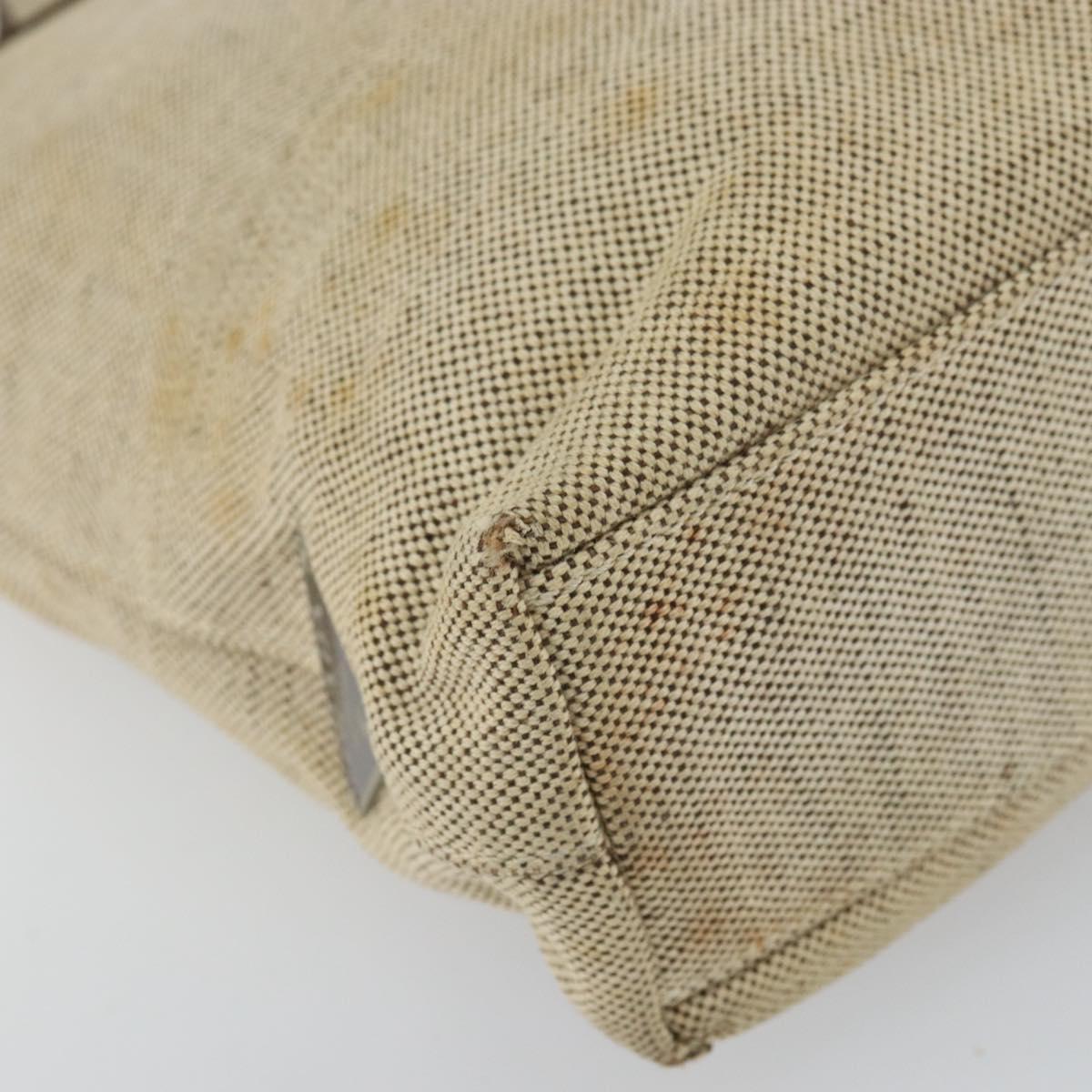 PRADA Hand Bag Canvas Beige Silver Auth bs32512