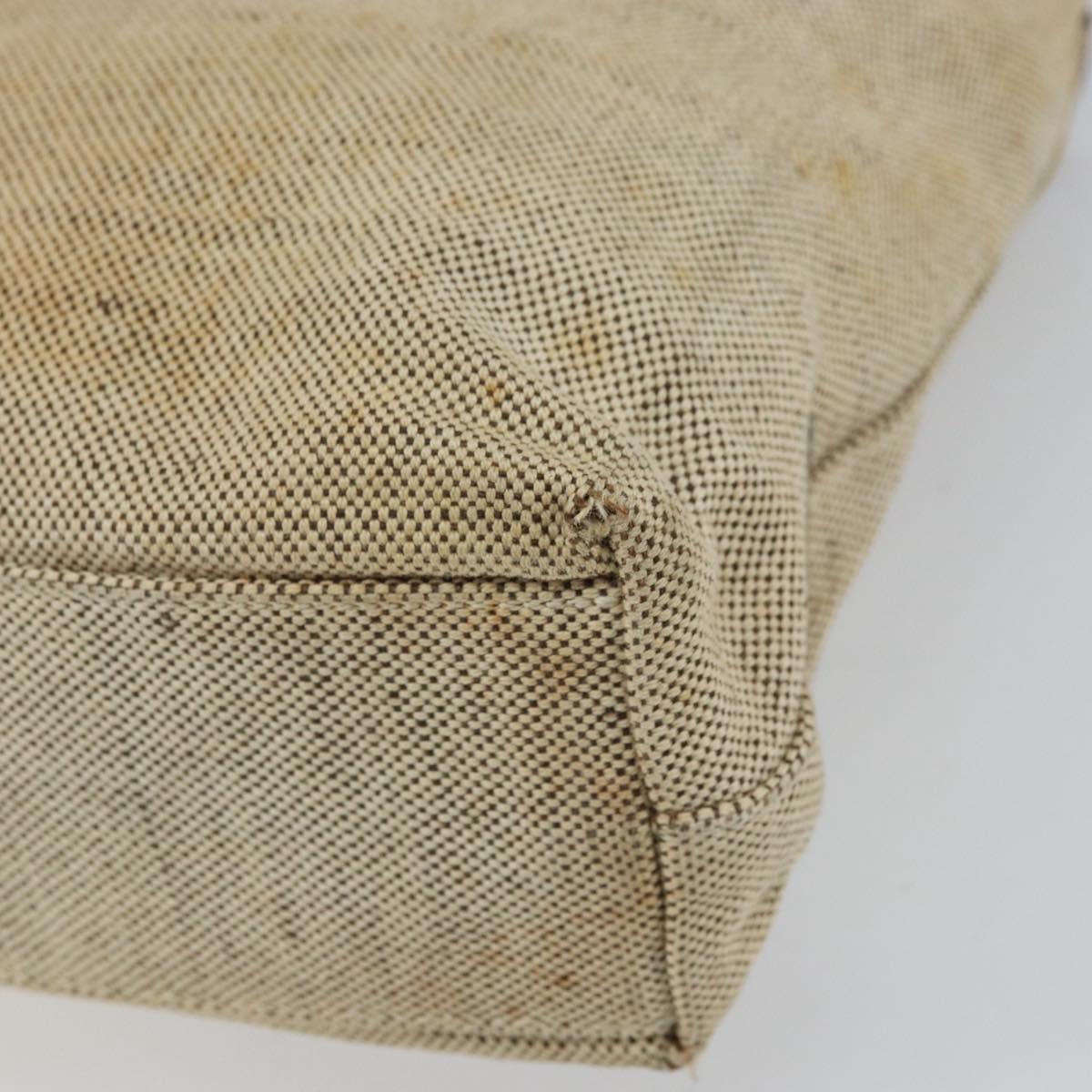 PRADA Hand Bag Canvas Beige Silver Auth bs32512