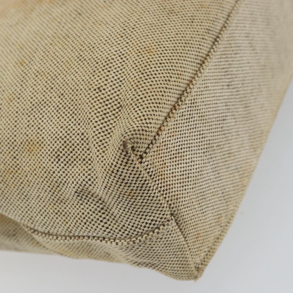 PRADA Hand Bag Canvas Beige Silver Auth bs32512