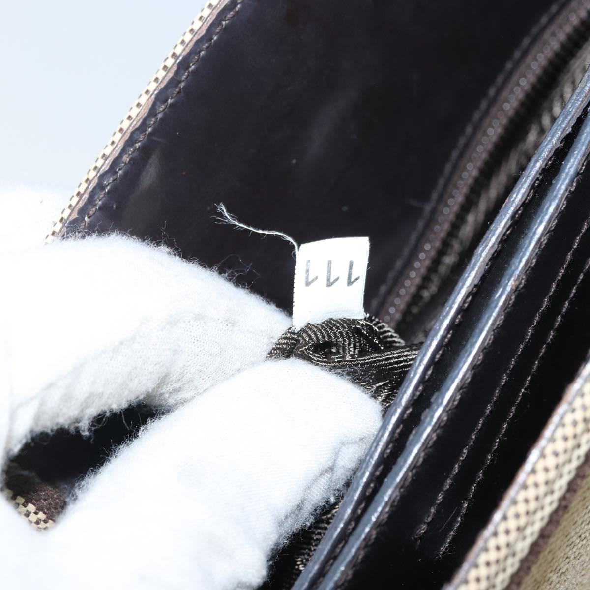 PRADA Hand Bag Canvas Beige Silver Auth bs32512