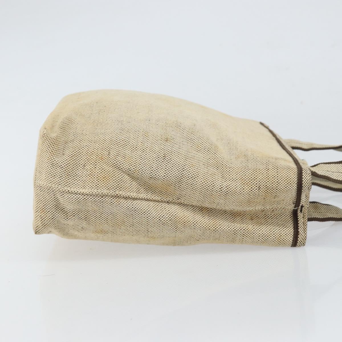 PRADA Hand Bag Canvas Beige Silver Auth bs32512