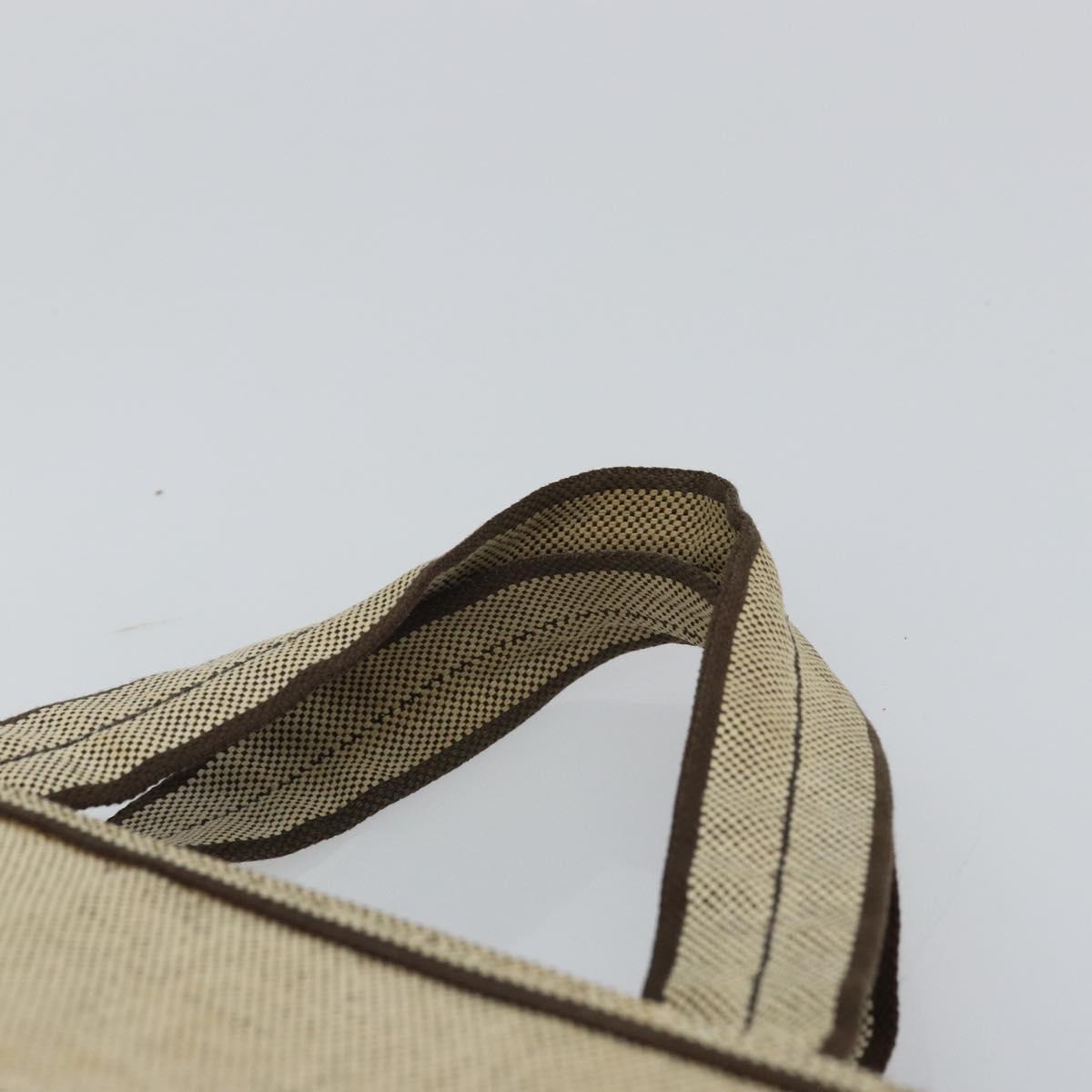 PRADA Hand Bag Canvas Beige Silver Auth bs32512