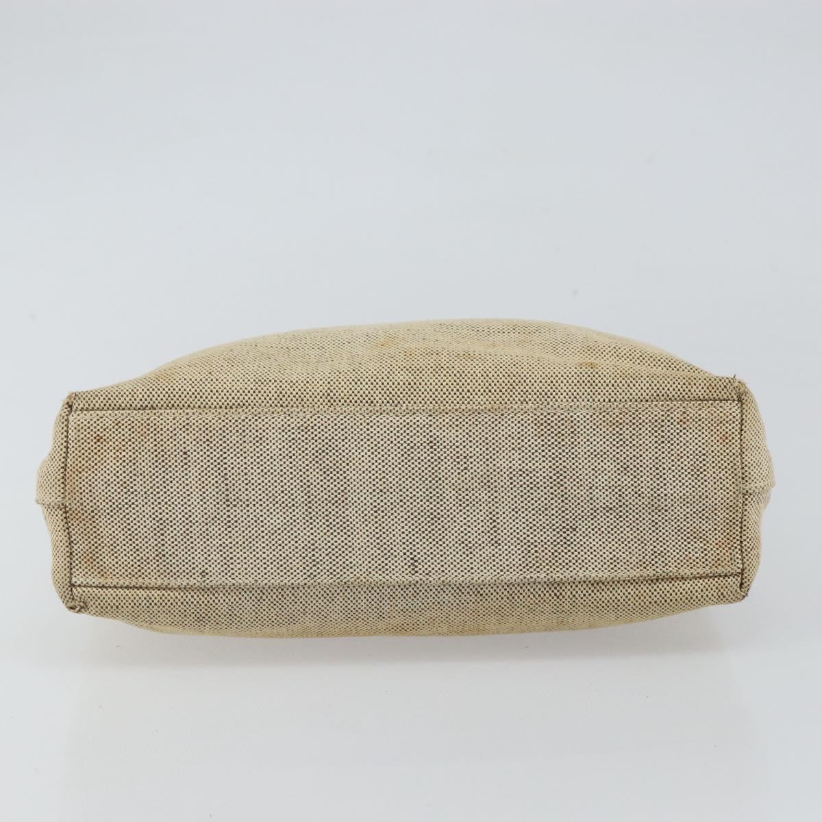 PRADA Hand Bag Canvas Beige Silver Auth bs32512