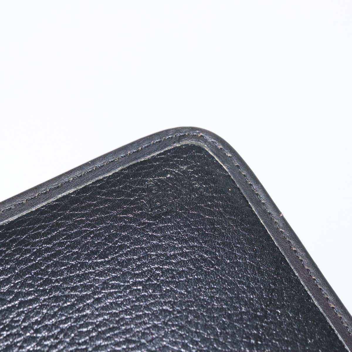 Gianni Versace Business Bag Leather Black Gold Auth bs32513