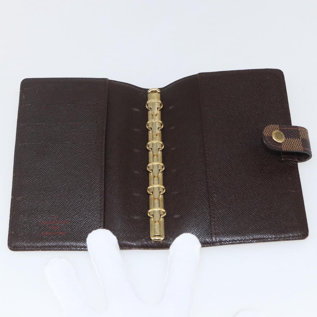 LOUIS VUITTON Damier Ebene Agenda PM Day Planner Cover R20700 LV Auth bs32554