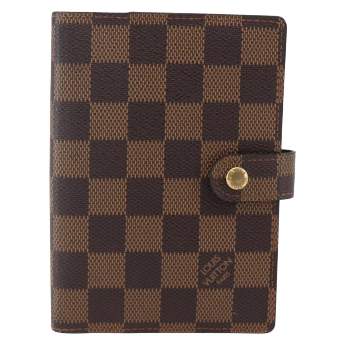 LOUIS VUITTON Damier Ebene Agenda PM Day Planner Cover R20700 LV Auth bs32554