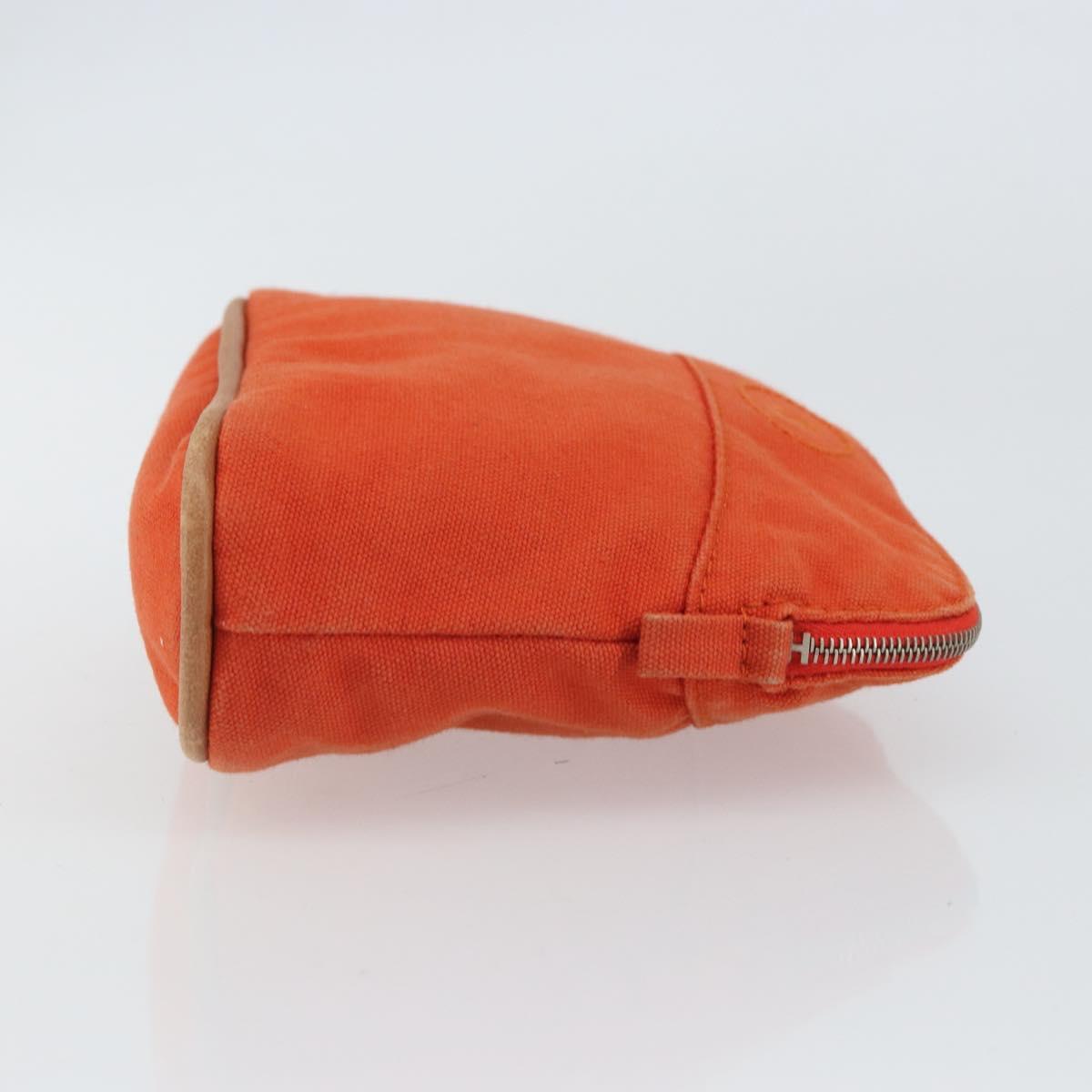 HERMES Bolide Pouch Canvas Orange Silver Auth bs32558