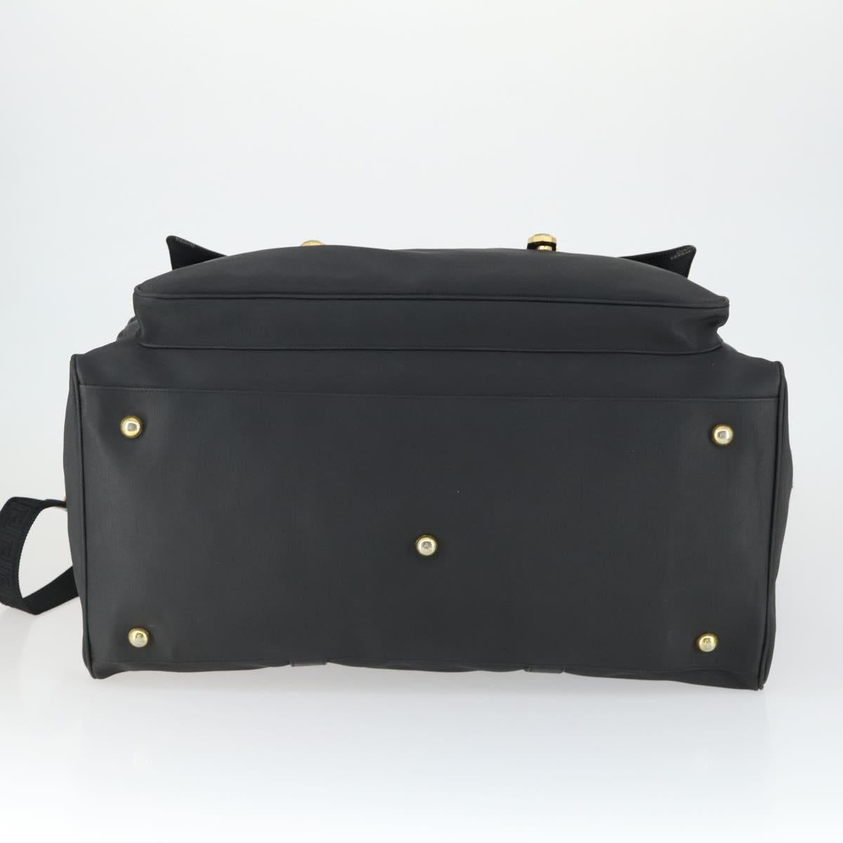 VERSACE Boston Bag Coated Canvas 2way Black Gold Auth bs32560