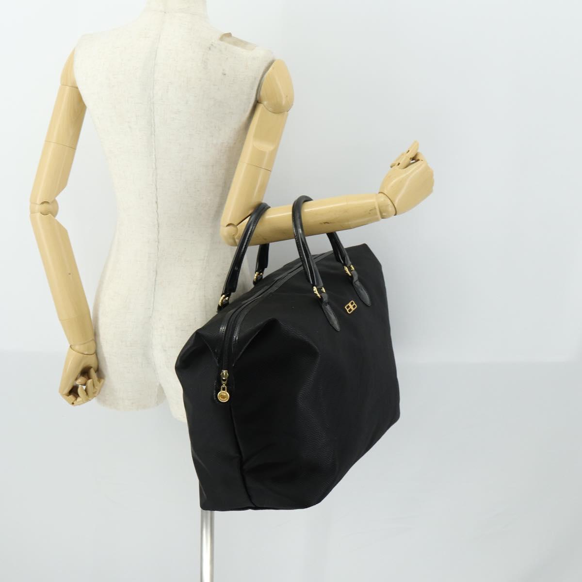 BALENCIAGA Boston Bag Nylon Black Gold Auth bs32561