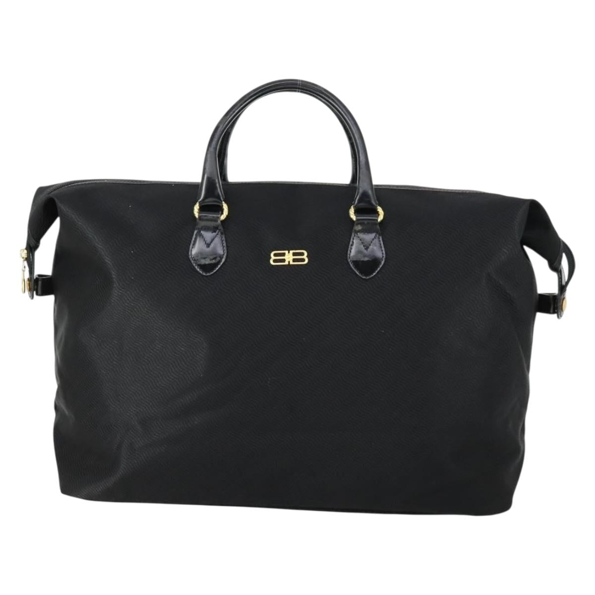 BALENCIAGA Boston Bag Nylon Black Gold Auth bs32561