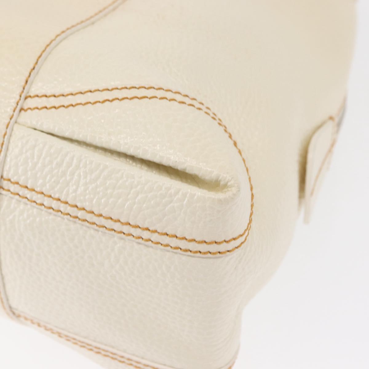 FENDI Hand Bag Patent leather White Silver Auth bs32564