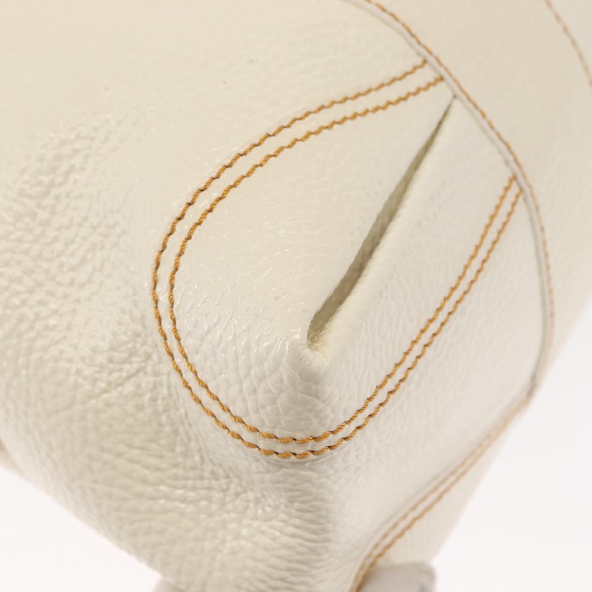 FENDI Hand Bag Patent leather White Silver Auth bs32564