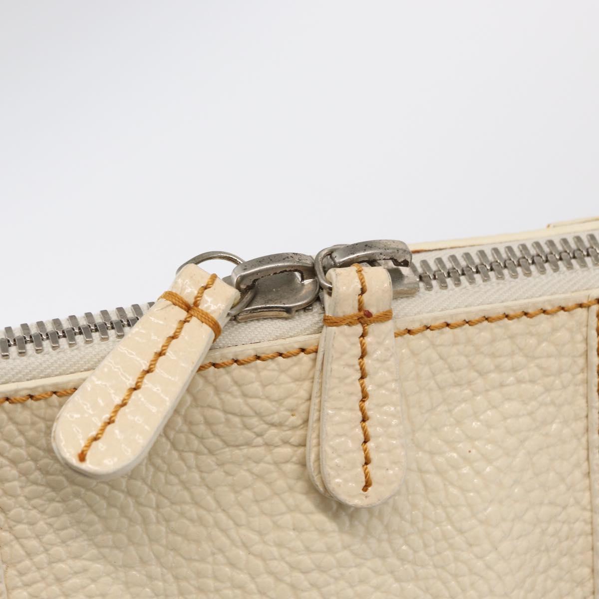 FENDI Hand Bag Patent leather White Silver Auth bs32564