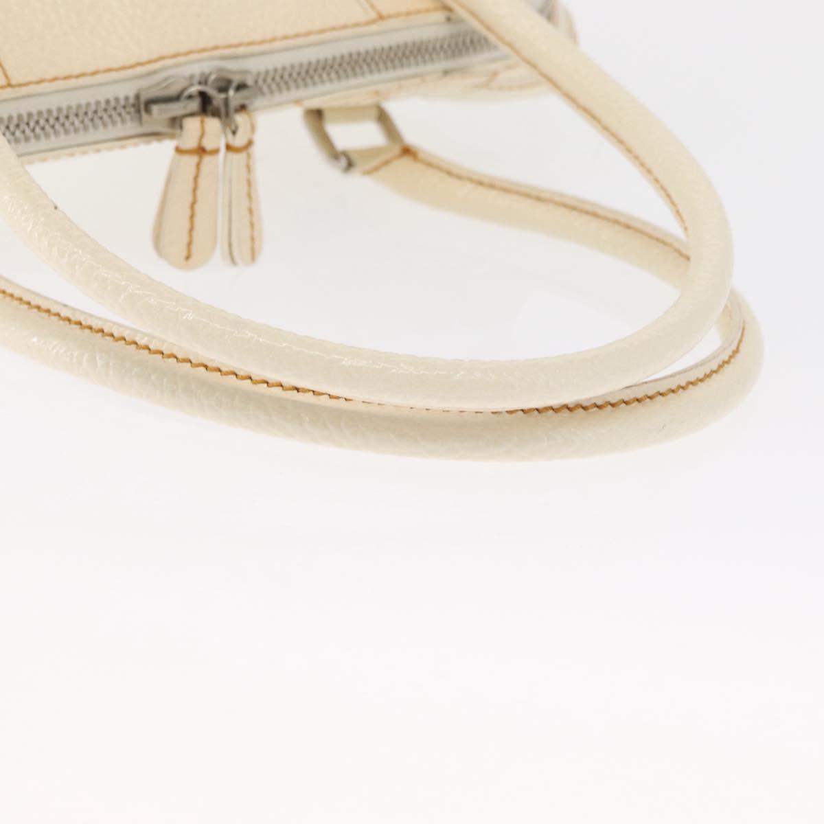 FENDI Hand Bag Patent leather White Silver Auth bs32564