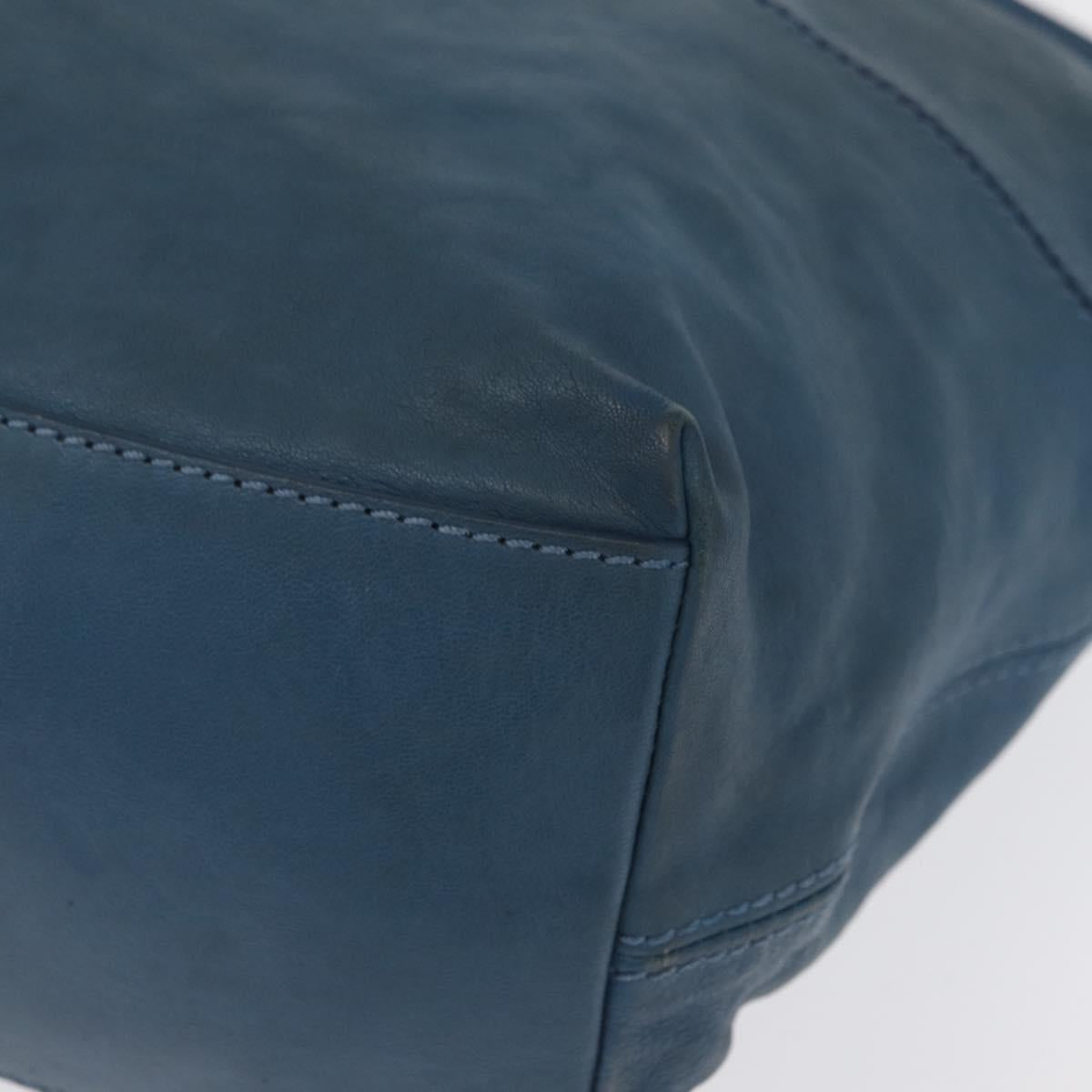GIVENCHY Hand Bag Leather 2way Blue Silver Auth bs32565