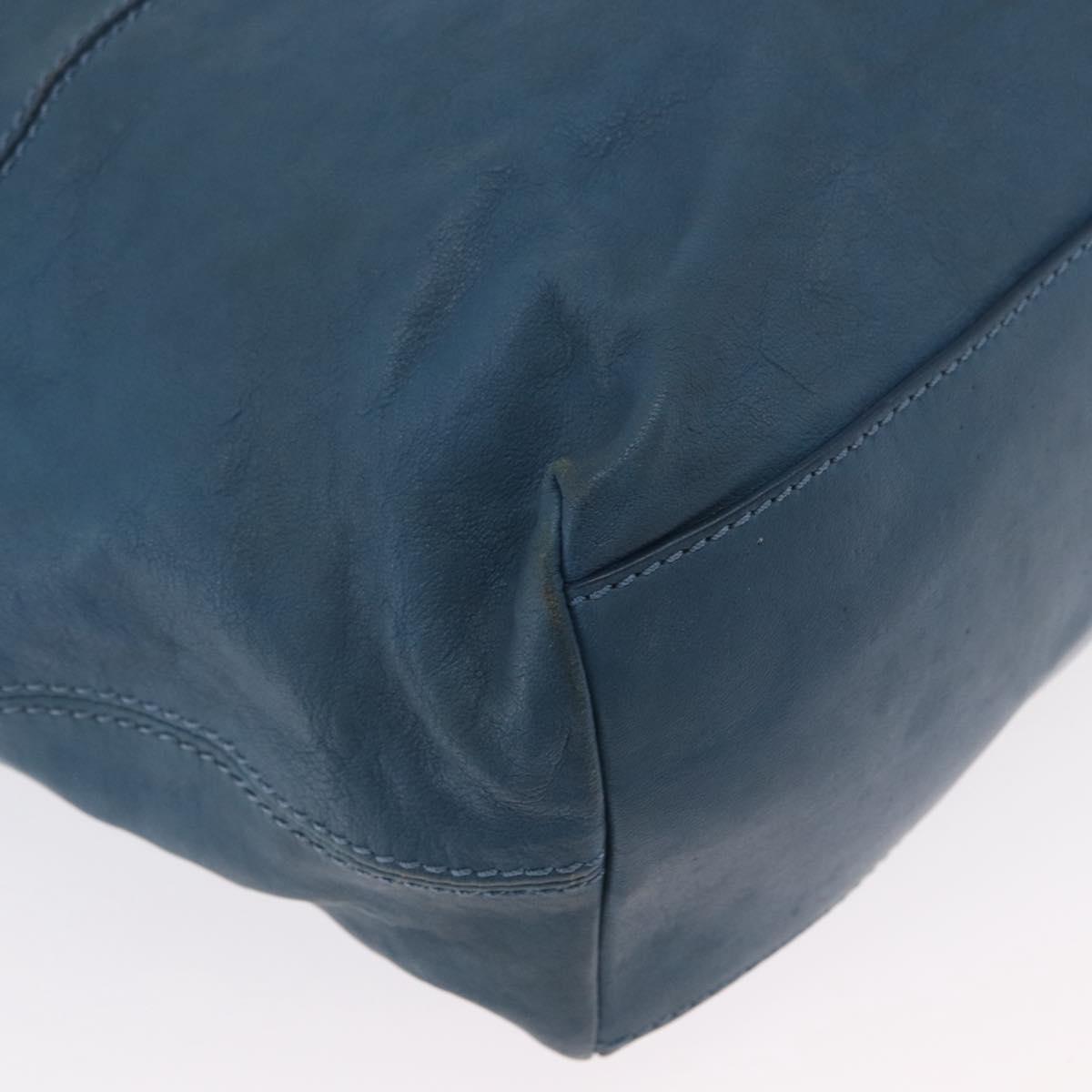 GIVENCHY Hand Bag Leather 2way Blue Silver Auth bs32565