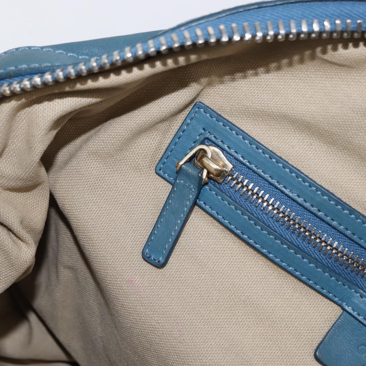 GIVENCHY Hand Bag Leather 2way Blue Silver Auth bs32565